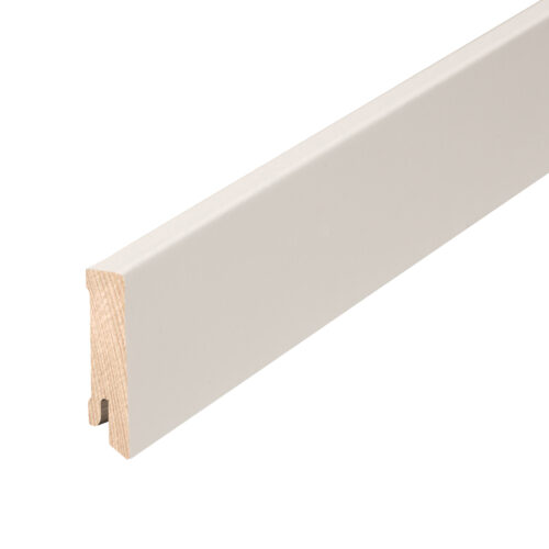 Cube Sockelleiste Weiß, Länge: 2,40m, mit Echtholzträger, massiv, Kiefer, weiß lackiert (ähnl. RAL 9010)